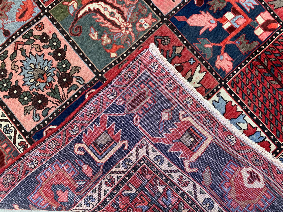 Handgemaakt Perzisch wollen vloerkleed 215x305 cm - Perzisch tapijt met rood paneel en een blauw & grijs tribale rand - Exacte afmeting 307 cm x 213 cm - KBHM-854