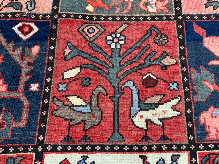 Handgemaakt Perzisch wollen vloerkleed 215x305 cm - Perzisch tapijt met rood paneel en een blauw & grijs tribale rand - Exacte afmeting 307 cm x 213 cm - KBHM-854