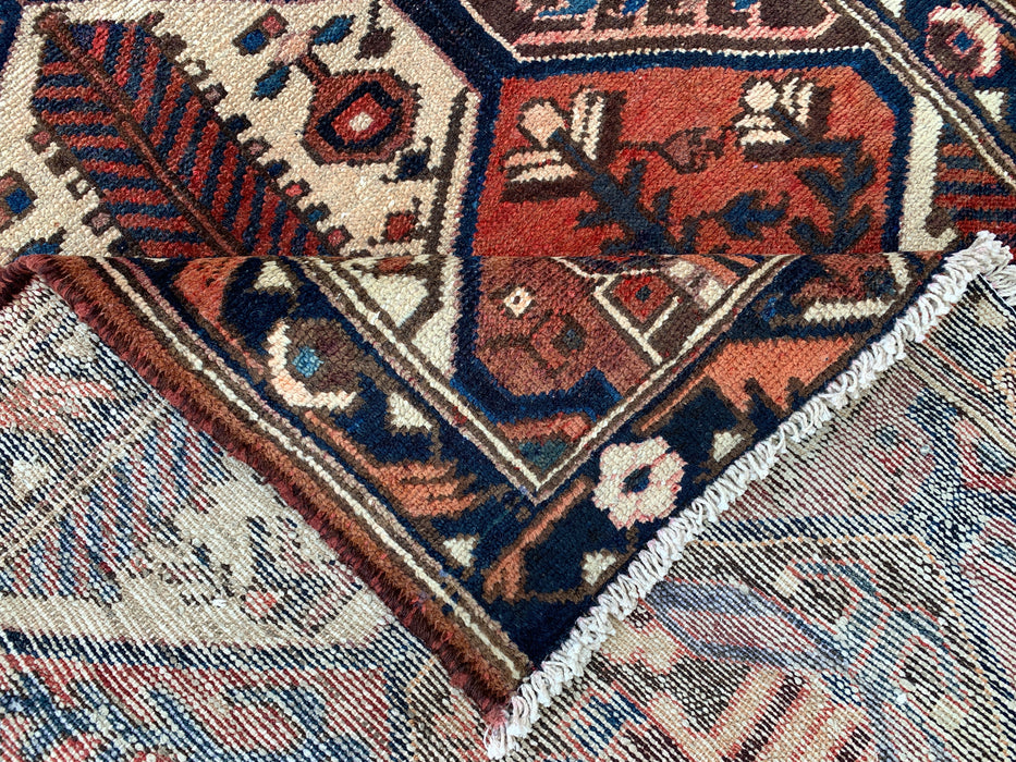277 x 112 cm Handgeknoopt Perzisch wollen loper - Tribaal zeshoekig paneelontwerp in bruin & marineblauw - KBHM-856