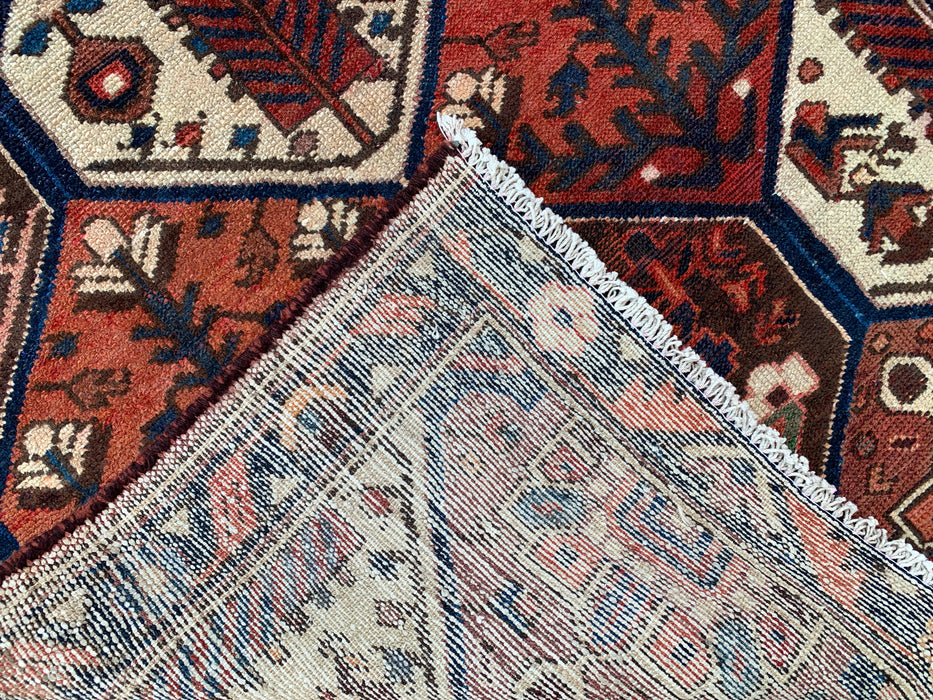 277 x 112 cm Handgeknoopt Perzisch wollen loper - Tribaal zeshoekig paneelontwerp in bruin & marineblauw - KBHM-856