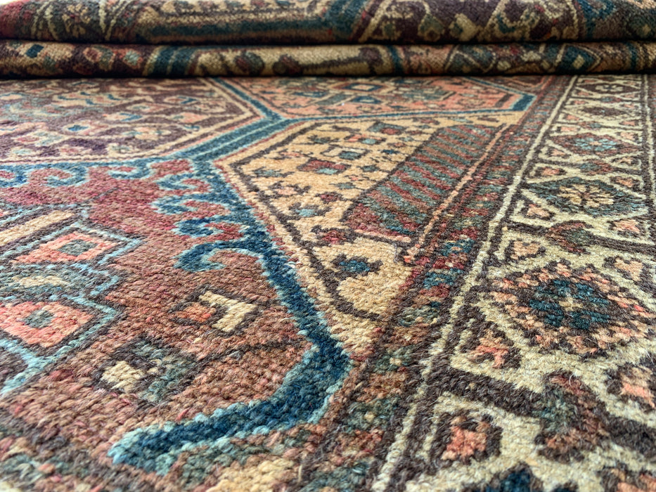 6'1 x 4'5 handgeknoopt Perzisch wollen tapijt - Beige stammen-hexagonontwerp met bruine & blauwe accenten - KBHM-861