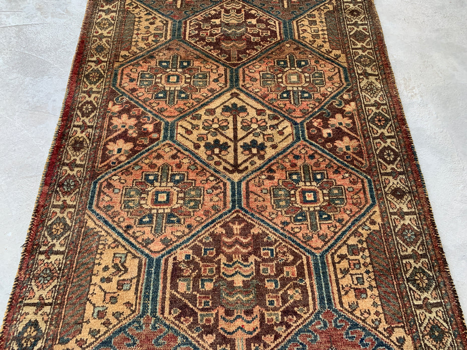 6'1 x 4'5 handgeknoopt Perzisch wollen tapijt - Beige stammen-hexagonontwerp met bruine & blauwe accenten - KBHM-861