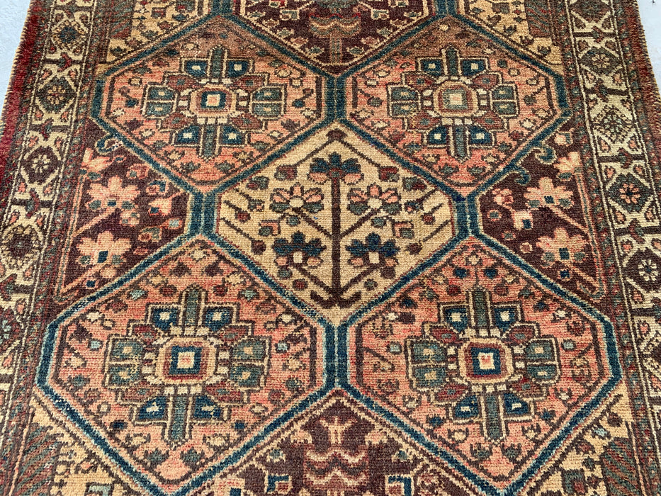 6'1 x 4'5 handgeknoopt Perzisch wollen tapijt - Beige stammen-hexagonontwerp met bruine & blauwe accenten - KBHM-861
