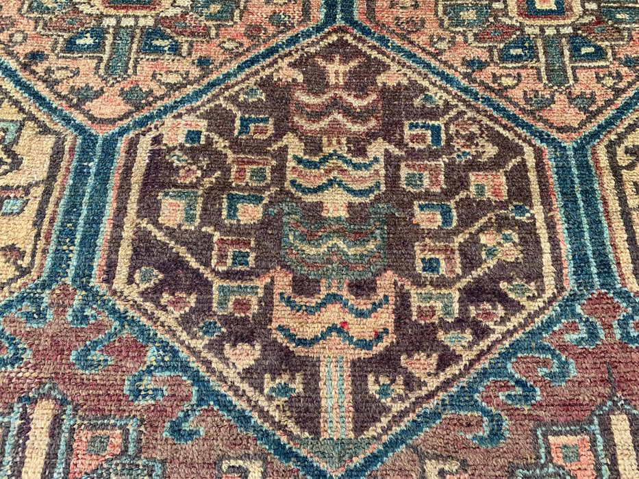 6'1 x 4'5 handgeknoopt Perzisch wollen tapijt - Beige stammen-hexagonontwerp met bruine & blauwe accenten - KBHM-861