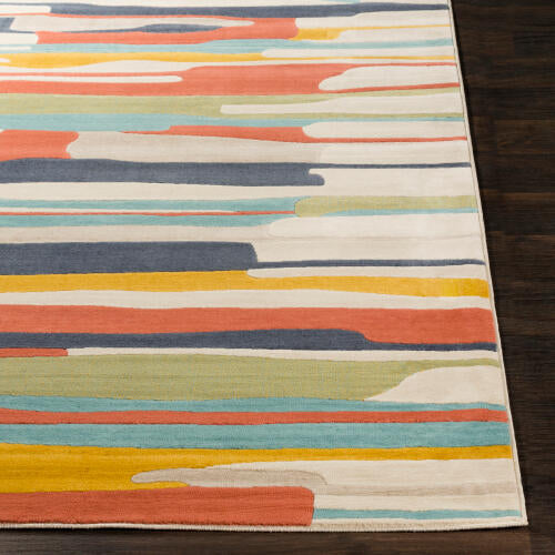 City Machinaal Geweven Vloerkleed — Oranje / Aqua Multi | CIT-2339