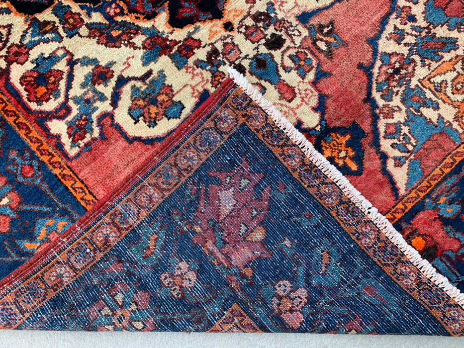 6'7 x 4'7 handgeknoopt Perzisch wollen tapijt - Rozen-bloemmotief met marineblauwe rand - KBHM-866