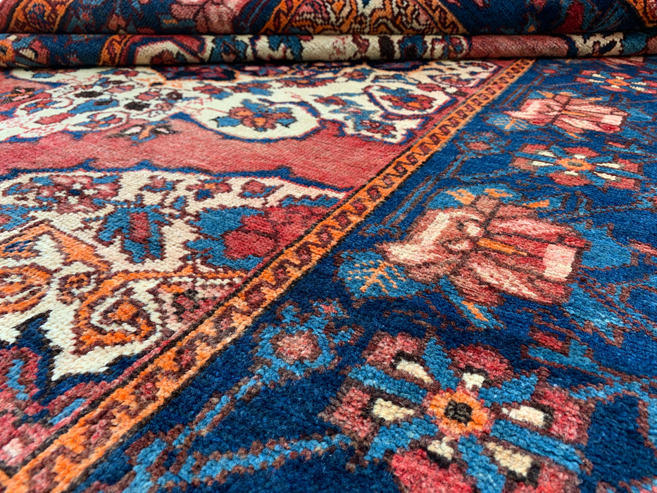 6'7 x 4'7 handgeknoopt Perzisch wollen tapijt - Rozen-bloemmotief met marineblauwe rand - KBHM-866