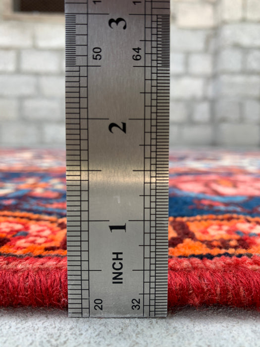 6'7 x 4'7 handgeknoopt Perzisch wollen tapijt - Rozen-bloemmotief met marineblauwe rand - KBHM-866