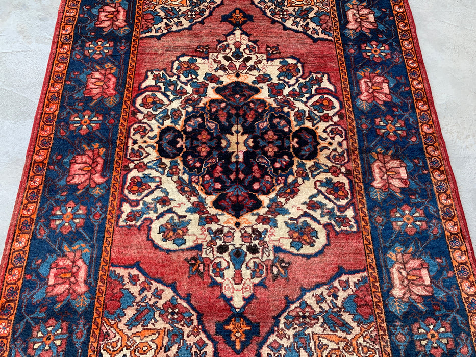6'7 x 4'7 handgeknoopt Perzisch wollen tapijt - Rozen-bloemmotief met marineblauwe rand - KBHM-866