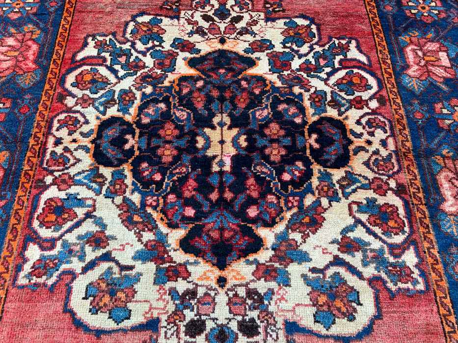 6'7 x 4'7 handgeknoopt Perzisch wollen tapijt - Rozen-bloemmotief met marineblauwe rand - KBHM-866