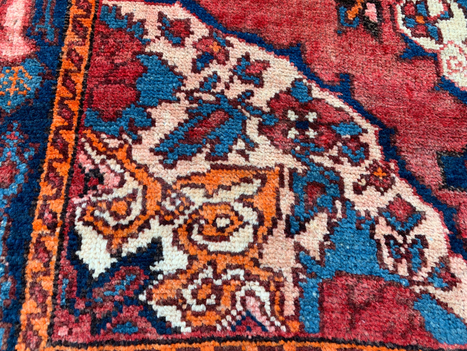 6'7 x 4'7 handgeknoopt Perzisch wollen tapijt - Rozen-bloemmotief met marineblauwe rand - KBHM-866