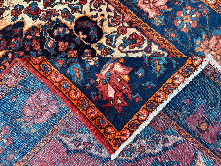 6'7 x 4'7 handgeknoopt Perzisch wollen tapijt - Rozen-bloemmotief met marineblauwe rand - KBHM-866