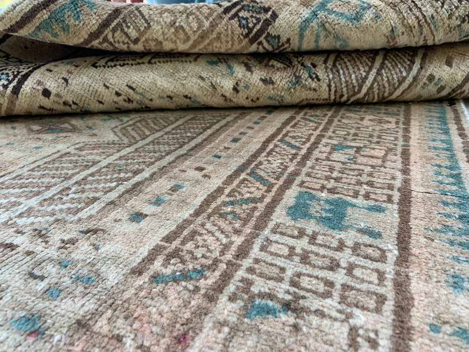 5'6 x 3'6 handgeknoopt Perzisch wollen tapijt - Beige vintage tribaal design met zachtblauwe accenten - KBHM-869