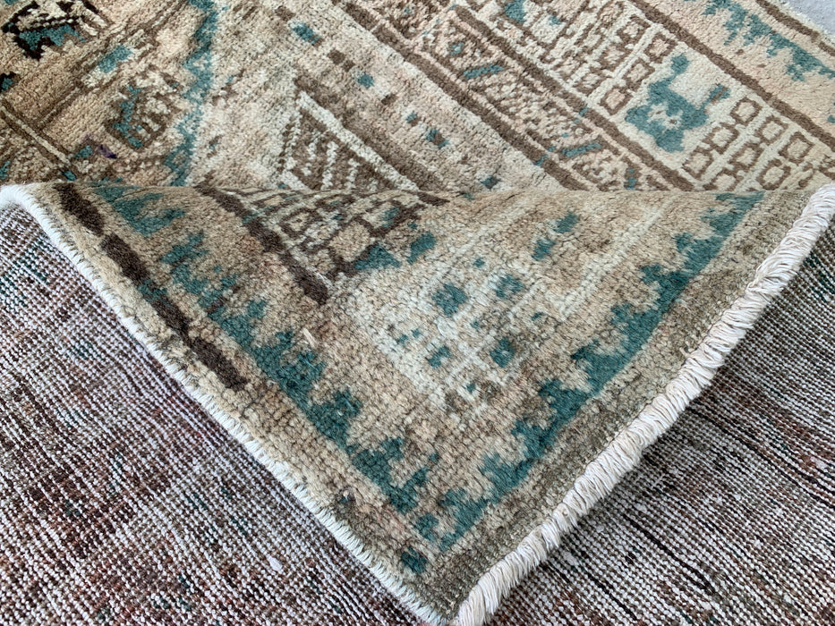 5'6 x 3'6 handgeknoopt Perzisch wollen tapijt - Beige vintage tribaal design met zachtblauwe accenten - KBHM-869