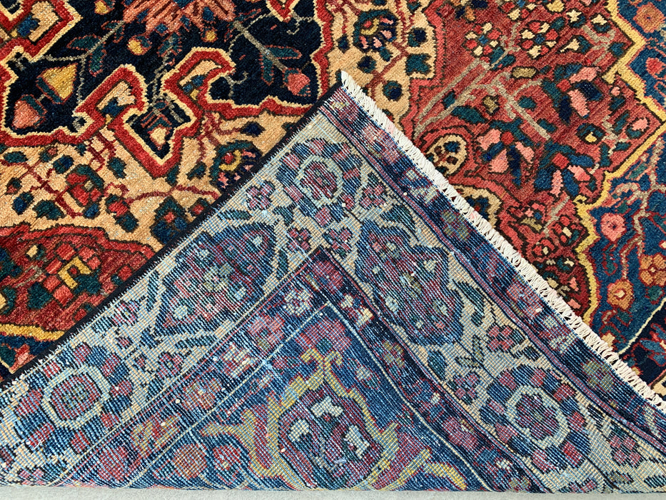6'6 x 4'6 handgeknoopt Perzisch wollen tapijt - Rood geometrisch medaillonontwerp met ivoorkleurige rand - KBHM-871