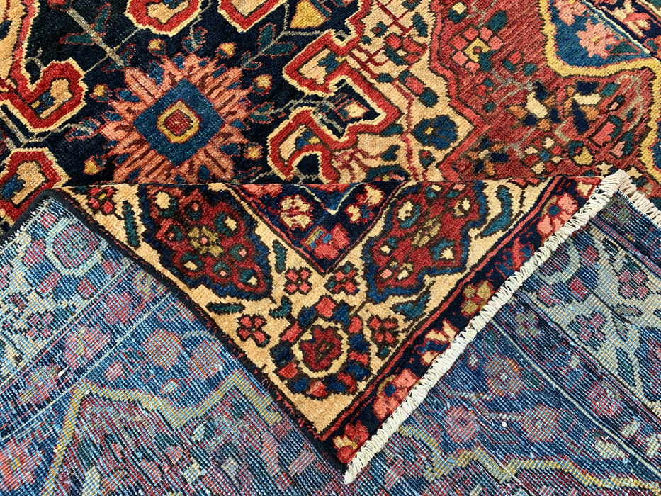 6'6 x 4'6 handgeknoopt Perzisch wollen tapijt - Rood geometrisch medaillonontwerp met ivoorkleurige rand - KBHM-871