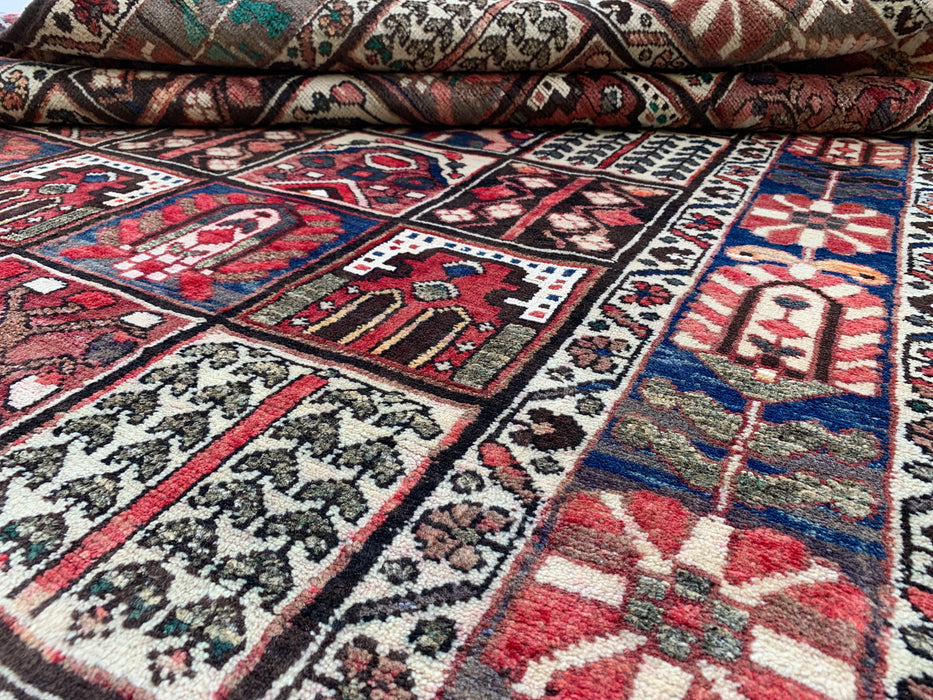 6'9 x 4'6 Hand-Knotted Persian Wool Rug - Brown Panel Design with Ivory Border - KBHM-872