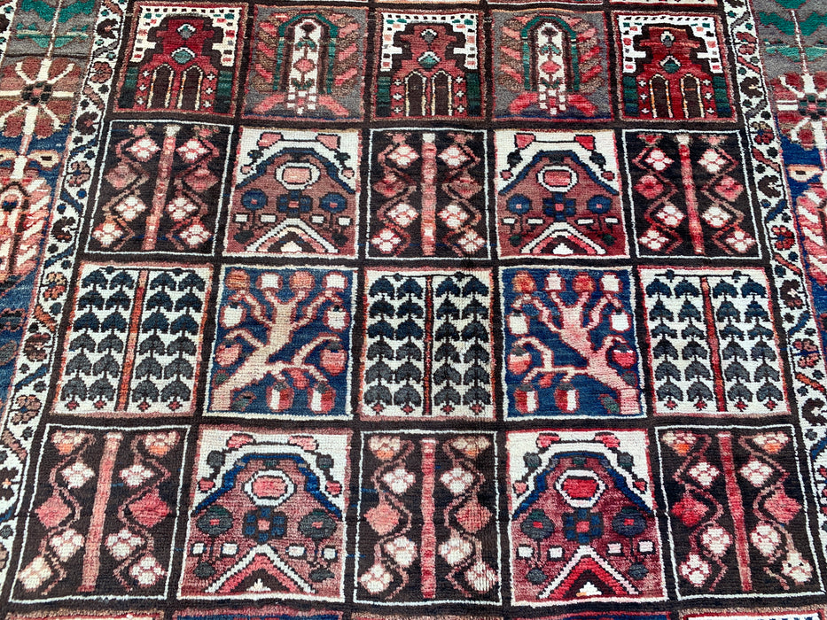 6'9 x 4'6 Hand-Knotted Persian Wool Rug - Brown Panel Design with Ivory Border - KBHM-872