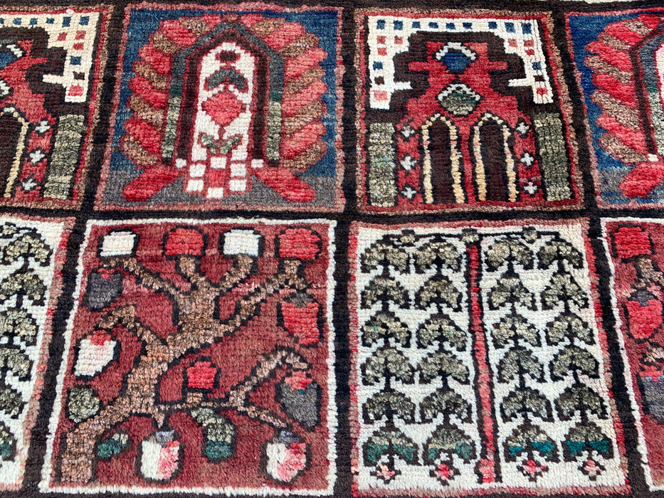 6'9 x 4'6 Hand-Knotted Persian Wool Rug - Brown Panel Design with Ivory Border - KBHM-872