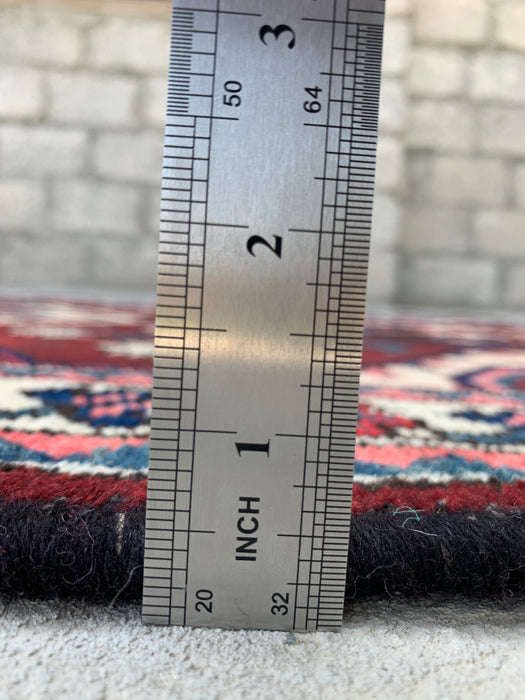 9'10 x 3'5 handgeknoopte Perzische wollen loper - Tribaal zeshoekig ontwerp in bruin, rood & ivoor - KBHM-873