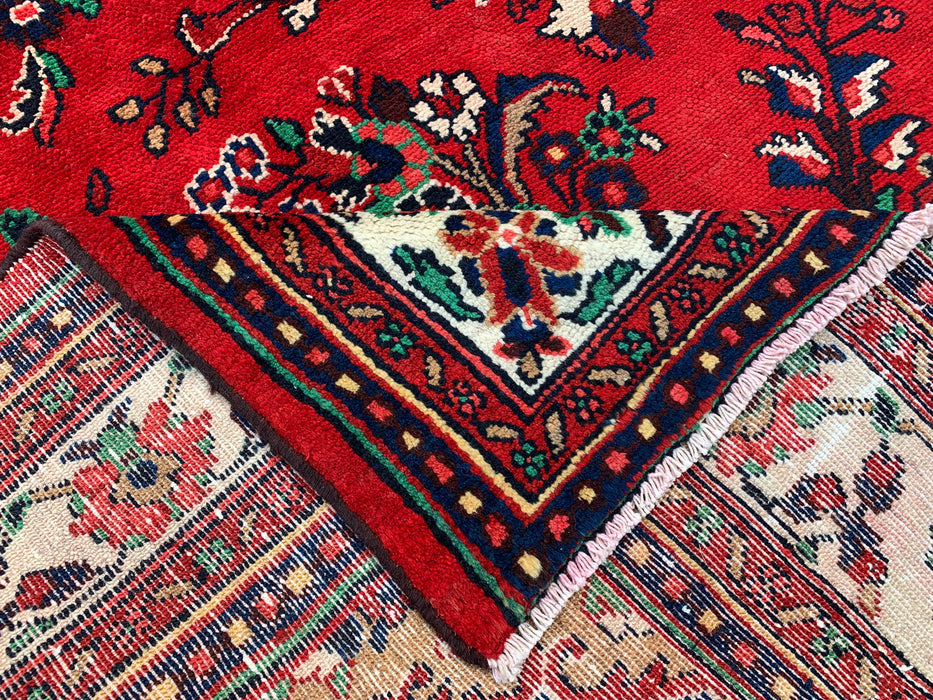 11'4 x 8'9 Hand-Knotted Persian Wool Rug - Red Floral Medallion Design with Ivory Border - KBHM-874