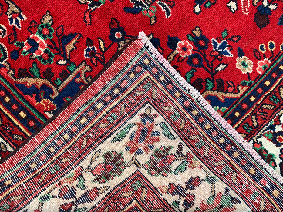 11'4 x 8'9 Hand-Knotted Persian Wool Rug - Red Floral Medallion Design with Ivory Border - KBHM-874