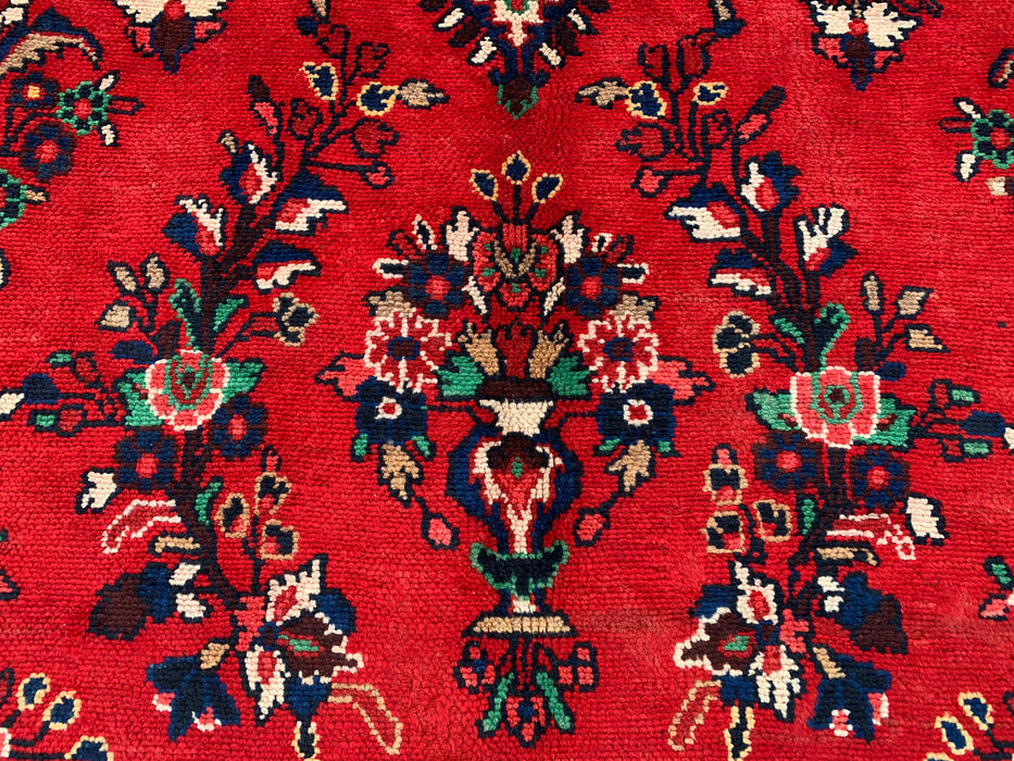 11'4 x 8'9 Hand-Knotted Persian Wool Rug - Red Floral Medallion Design with Ivory Border - KBHM-874