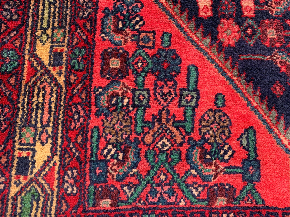 10'5 x 3'4 handgeknoopt Perzisch wollen loper - Marineblauw tribaal medaillonontwerp met rode accenten - KBHM-883