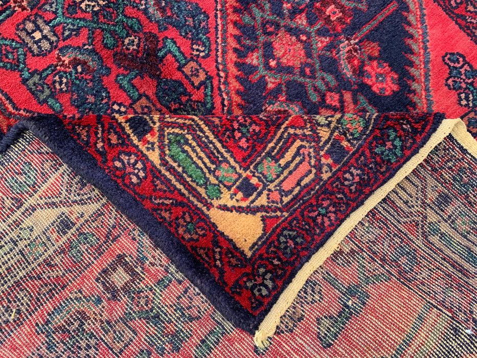 10'5 x 3'4 handgeknoopt Perzisch wollen loper - Marineblauw tribaal medaillonontwerp met rode accenten - KBHM-883