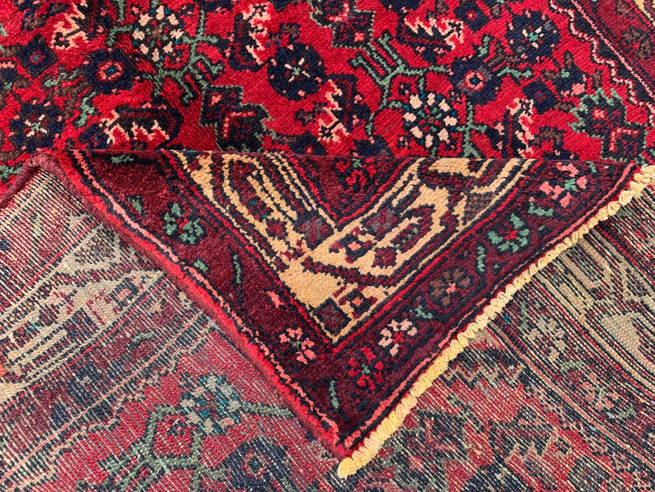 9'7 x 3'5 Handgeknoopt Perzisch wollen loper - Rood all-over bloemendessin met ivoren rand - KBHM-887