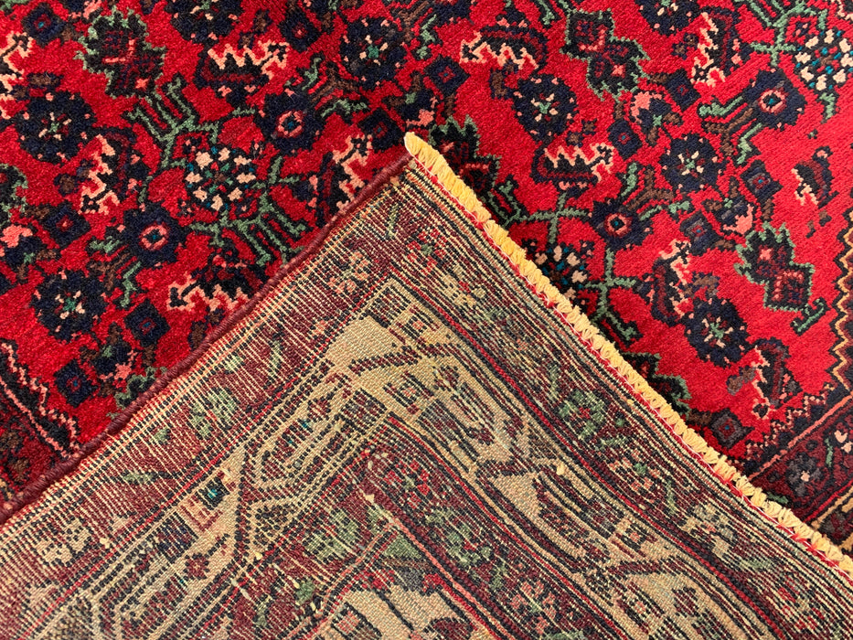 9'7 x 3'5 Handgeknoopt Perzisch wollen loper - Rood all-over bloemendessin met ivoren rand - KBHM-887