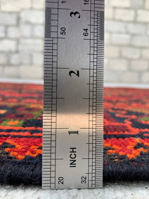 10'2 x 3'8 Handgeknoopte Perzische wollen loper - Rood geometrisch tribaal motief - KBHM-888