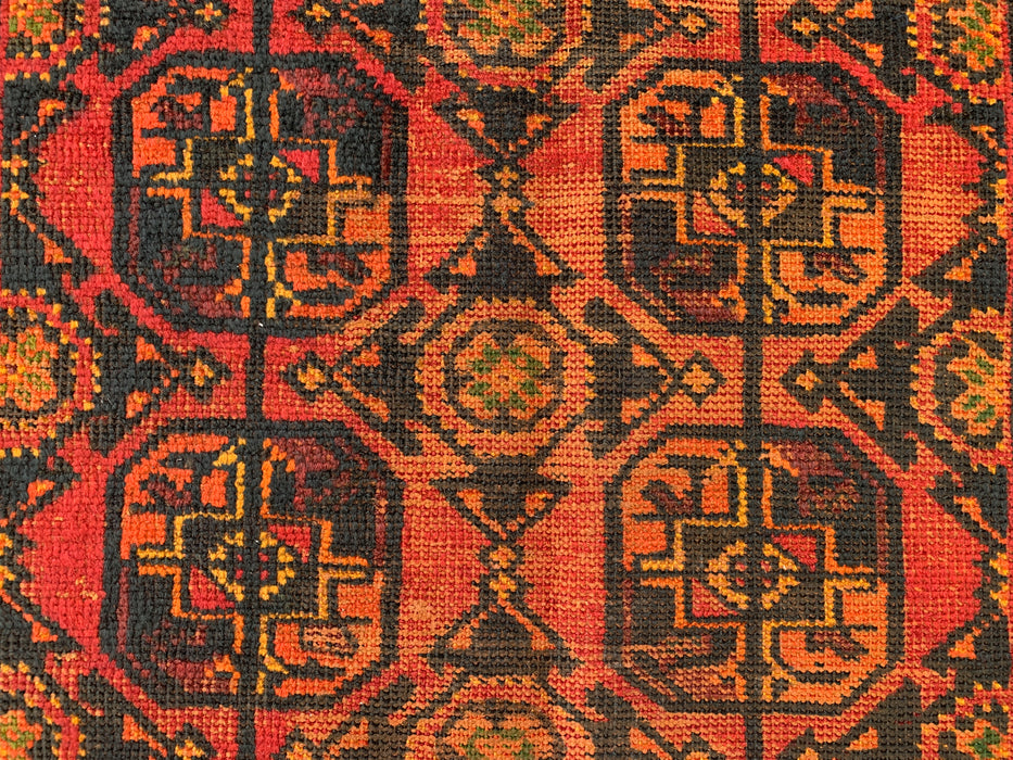 10'2 x 3'8 Handgeknoopte Perzische wollen loper - Rood geometrisch tribaal motief - KBHM-888