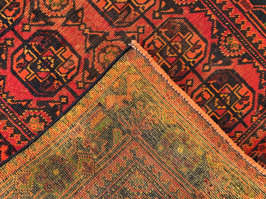 10'2 x 3'8 Handgeknoopte Perzische wollen loper - Rood geometrisch tribaal motief - KBHM-888