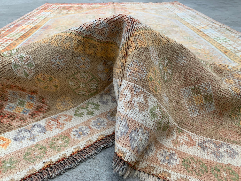 7'7 x 4'11 handgeknoopt Perzisch wollen tapijt - Beige vintage tribaal medaillonontwerp - KBHM-892