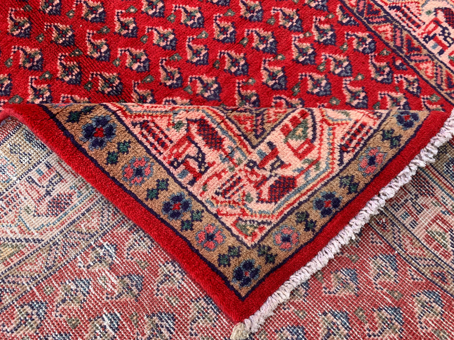 320 x 104 cm handgeknoopt Perzisch wollen loper - Rood geometrisch bloemendessin - KBHM-893