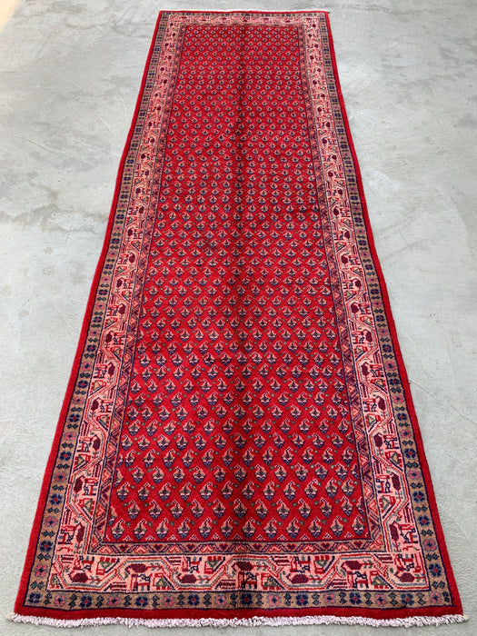 320 x 104 cm handgeknoopt Perzisch wollen loper - Rood geometrisch bloemendessin - KBHM-893