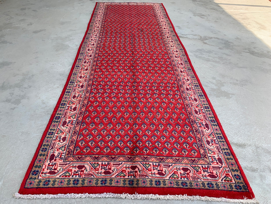 320 x 104 cm handgeknoopt Perzisch wollen loper - Rood geometrisch bloemendessin - KBHM-893
