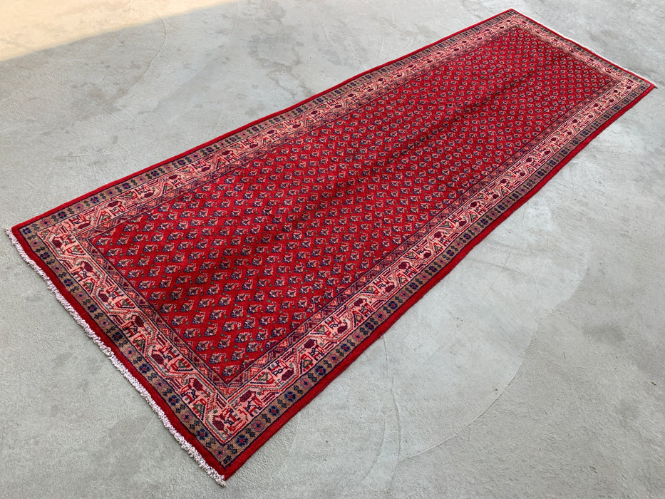 320 x 104 cm handgeknoopt Perzisch wollen loper - Rood geometrisch bloemendessin - KBHM-893