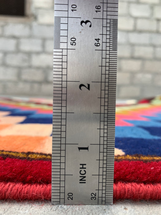 5'5 x 3'5 handgeknoopt Perzisch wollen tapijt - veelkleurig geometrisch dambordpatroon - KBHM-894