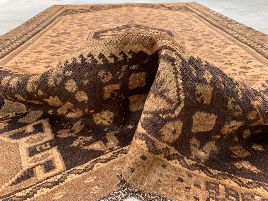 8'6 x 5'1 handgeknoopt Perzisch wollen tapijt - Beige vintage tribaal medaillonontwerp - KBHM-895