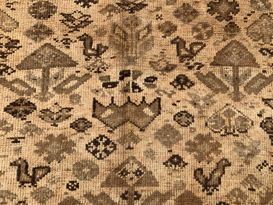 8'6 x 5'1 handgeknoopt Perzisch wollen tapijt - Beige vintage tribaal medaillonontwerp - KBHM-895