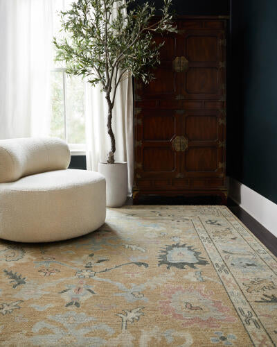Reign Handgemaakt Wollen & Viscose Vloerkleed — Zacht Goud & Pastel Motieven | REG-2316 - colour & pattern