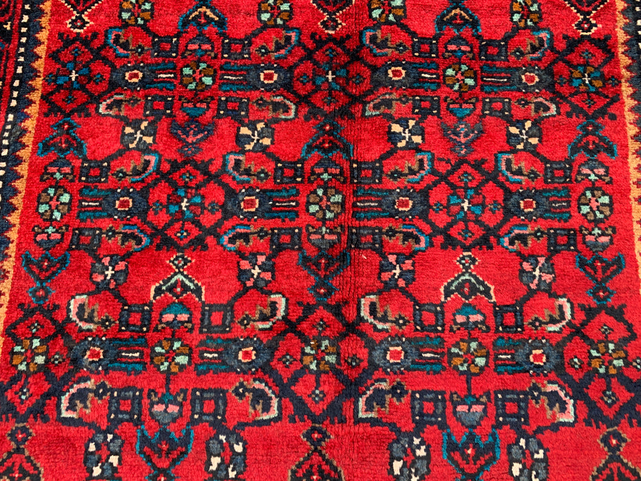 310 x 117 cm handgeknoopt Perzisch wollen loper - Rood geometrisch bloemendessin - KBHM-897