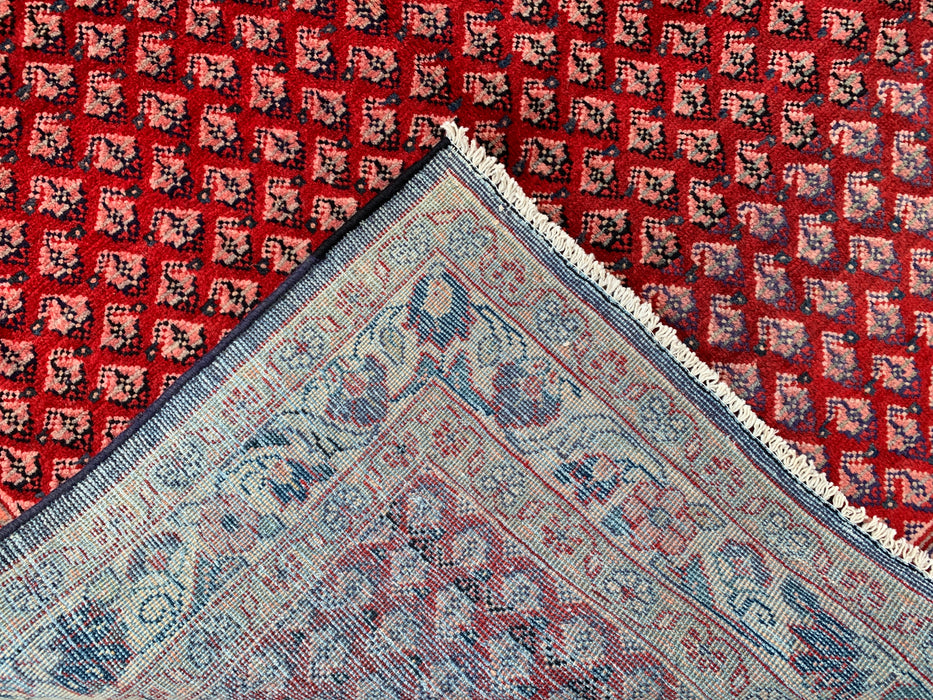 350 x 142 cm handgeknoopt Perzisch wollen tapijt - Rood all-over bloemen- en geometrisch patroon - KBHM-898