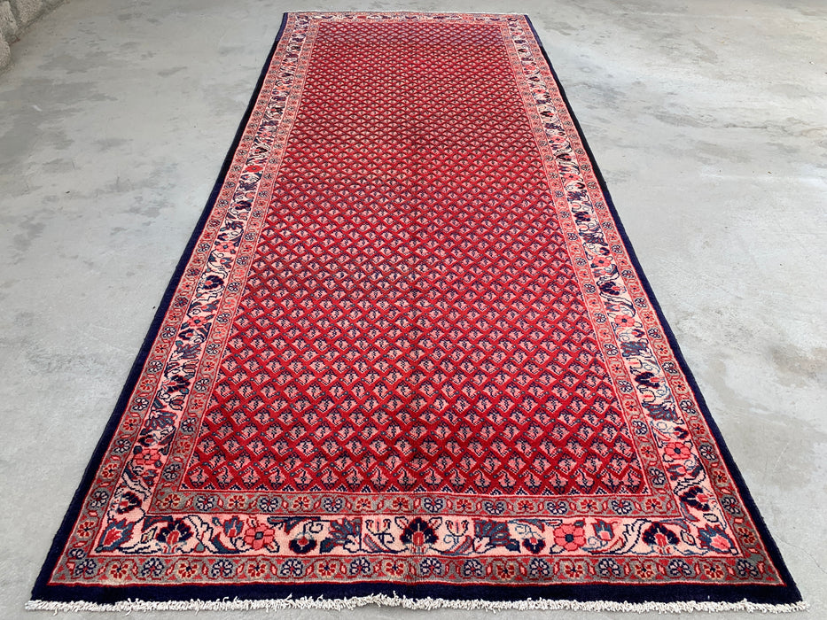 350 x 142 cm handgeknoopt Perzisch wollen tapijt - Rood all-over bloemen- en geometrisch patroon - KBHM-898