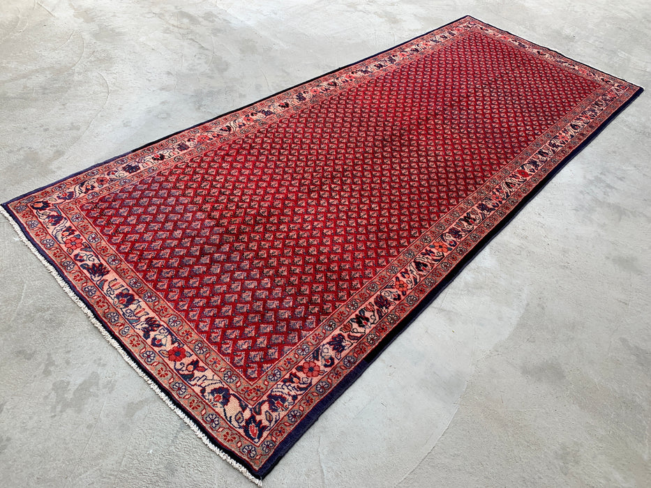 350 x 142 cm handgeknoopt Perzisch wollen tapijt - Rood all-over bloemen- en geometrisch patroon - KBHM-898