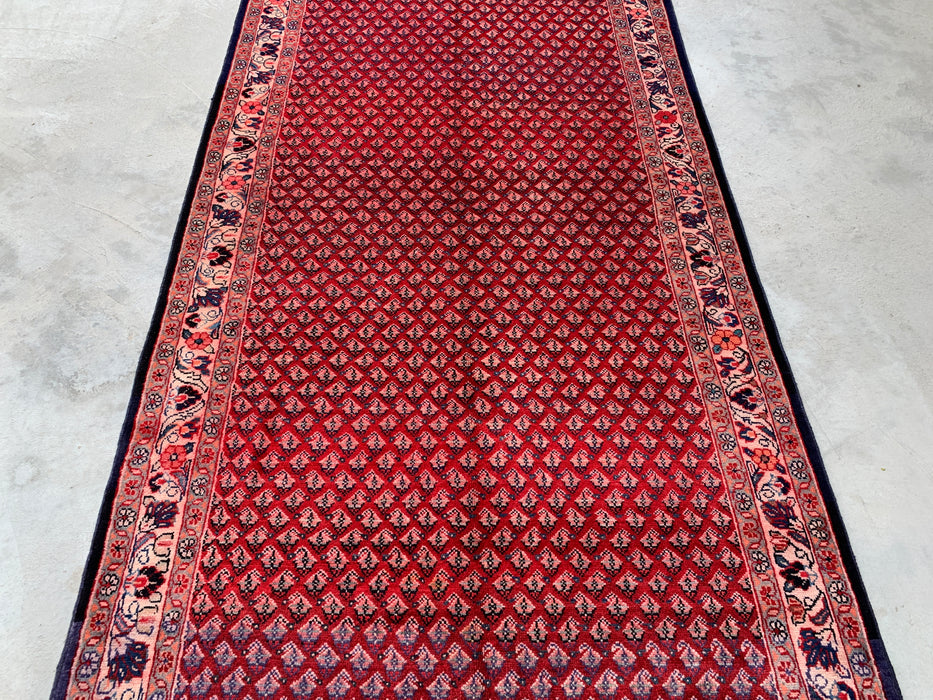 350 x 142 cm handgeknoopt Perzisch wollen tapijt - Rood all-over bloemen- en geometrisch patroon - KBHM-898