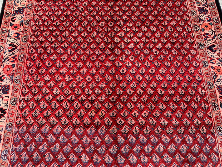 350 x 142 cm handgeknoopt Perzisch wollen tapijt - Rood all-over bloemen- en geometrisch patroon - KBHM-898