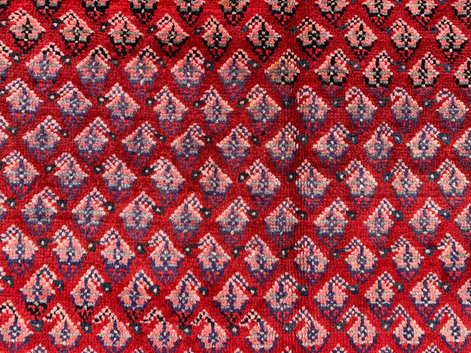 350 x 142 cm handgeknoopt Perzisch wollen tapijt - Rood all-over bloemen- en geometrisch patroon - KBHM-898